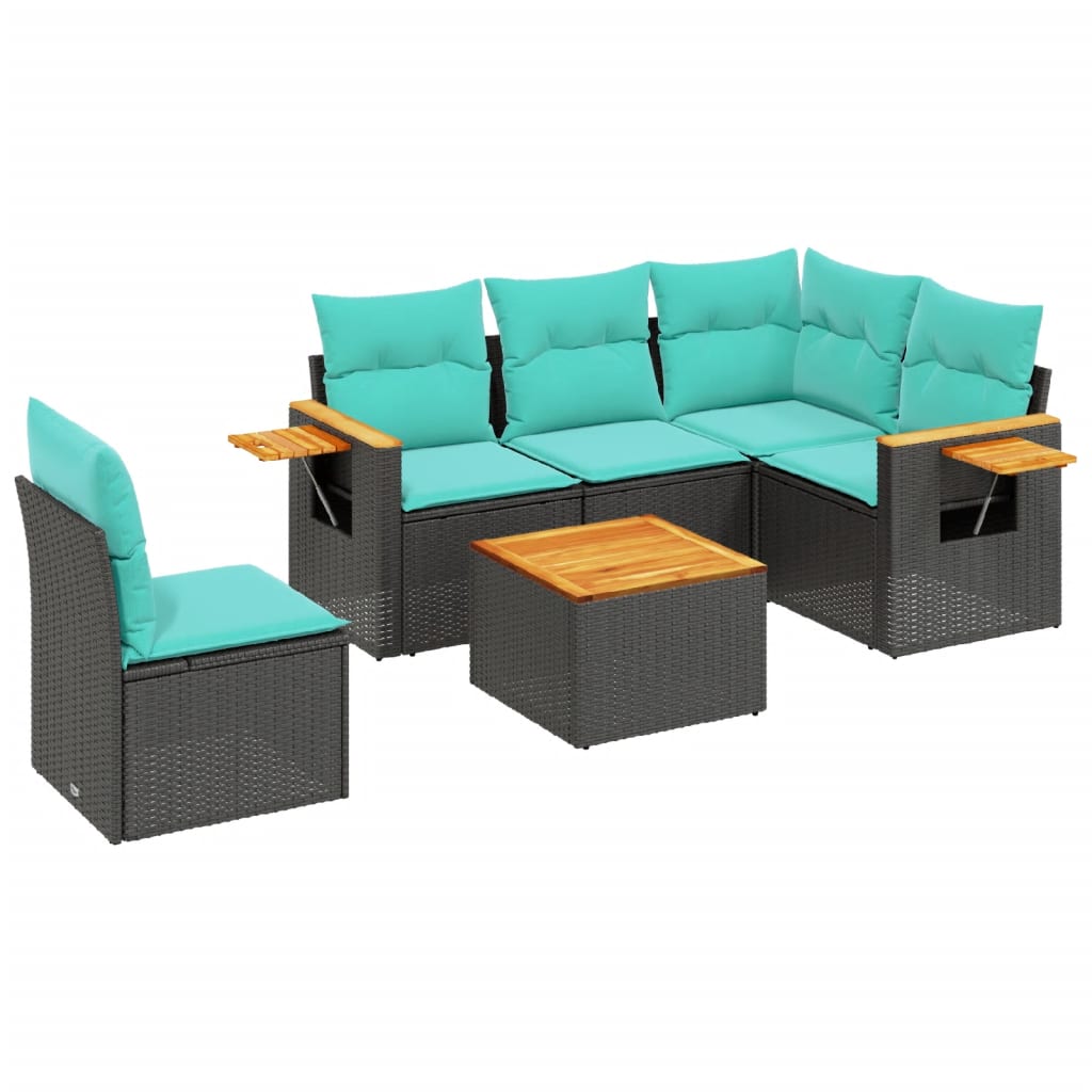6-Delige Loungeset Met Kussens Poly Rattan