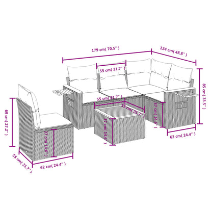 6-Delige Loungeset Met Kussens Poly Rattan