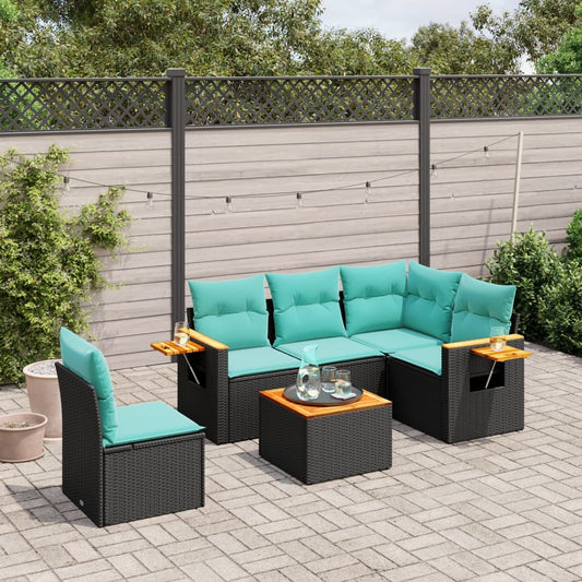 6-Delige Loungeset Met Kussens Poly Rattan