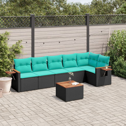 7-Delige Loungeset Met Kussens Poly Rattan