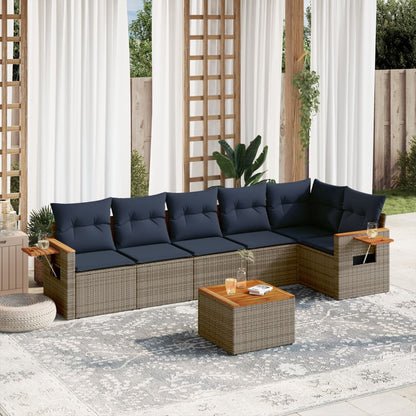 7-Delige Loungeset Met Kussens Poly Rattan