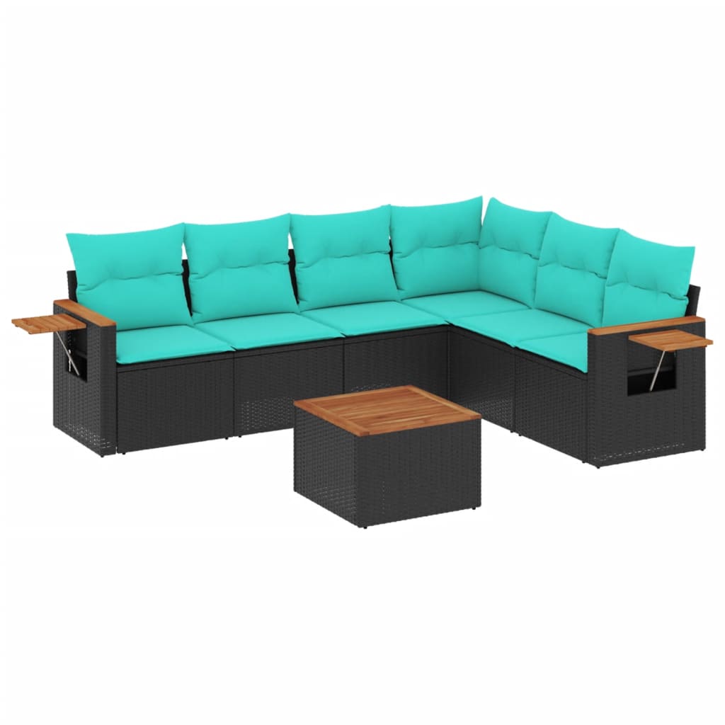 7-Delige Loungeset Met Kussens Poly Rattan