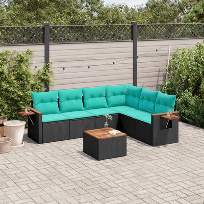 7-Delige Loungeset Met Kussens Poly Rattan