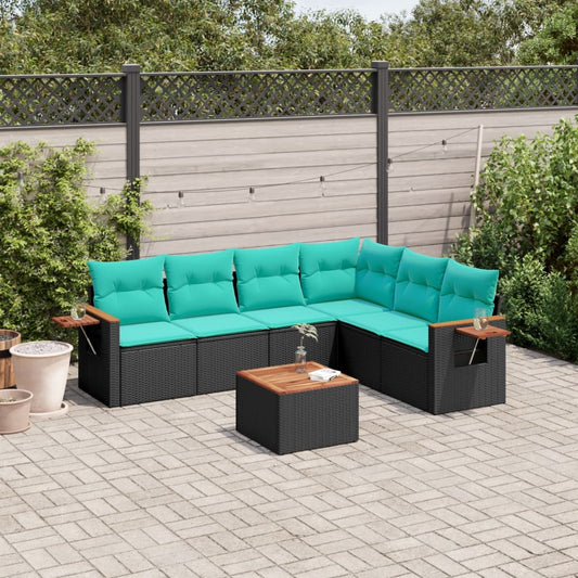 7-Delige Loungeset Met Kussens Poly Rattan