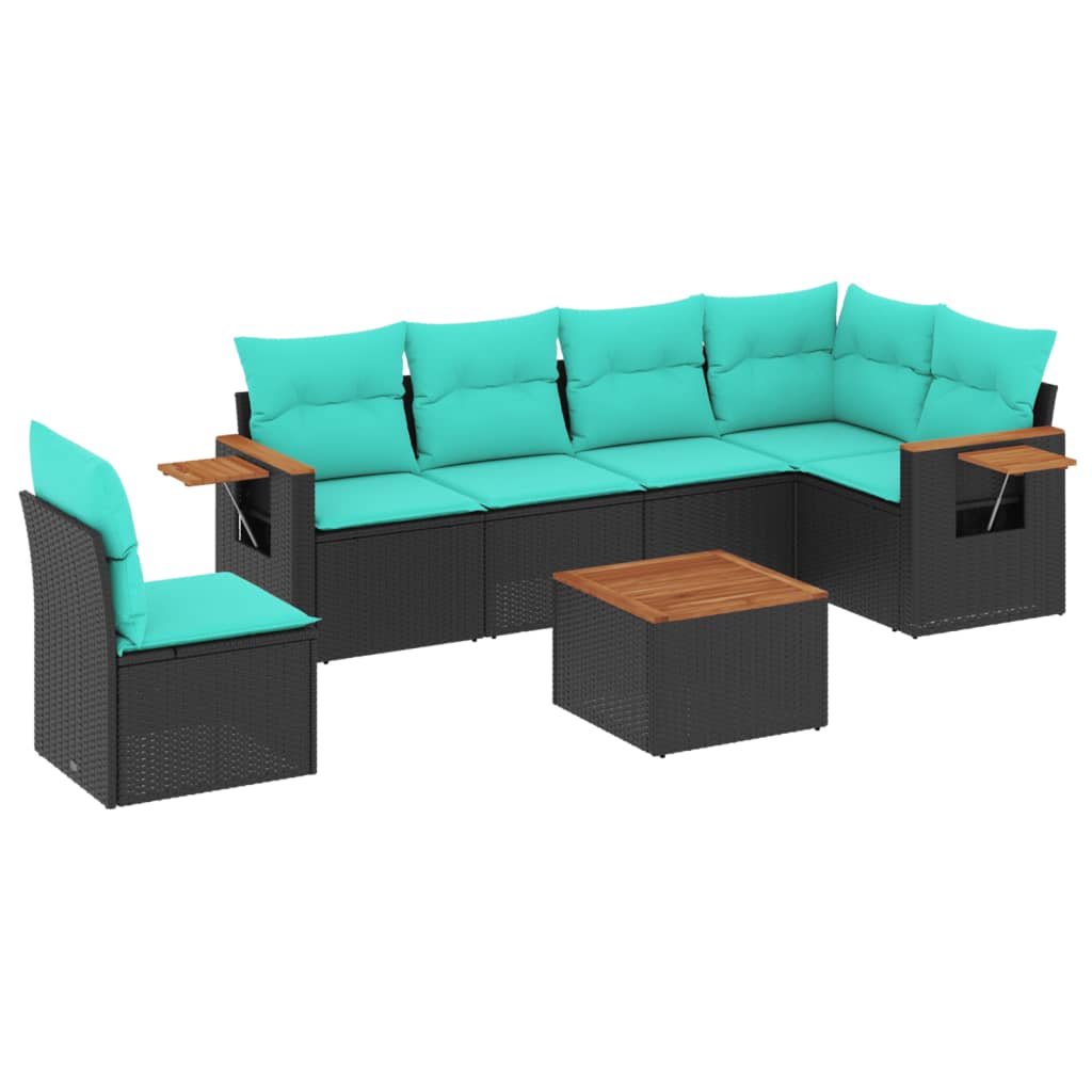 7-Delige Loungeset Met Kussens Poly Rattan