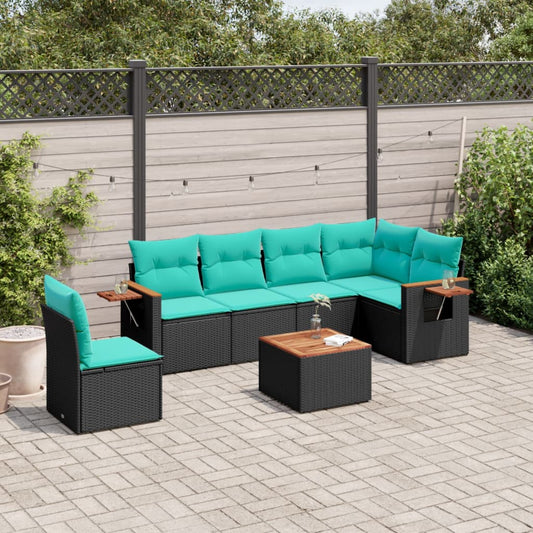 7-Delige Loungeset Met Kussens Poly Rattan