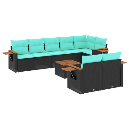 9-Delige Loungeset Met Kussens Poly Rattan