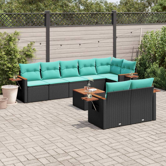 9-Delige Loungeset Met Kussens Poly Rattan