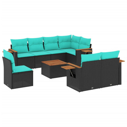 9-Delige Loungeset Met Kussens Poly Rattan