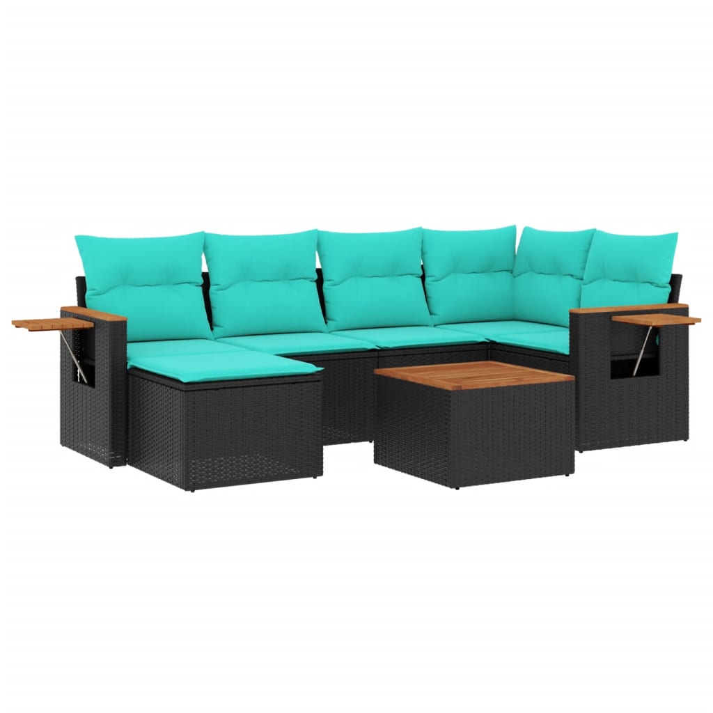 7-Delige Loungeset Met Kussens Poly Rattan