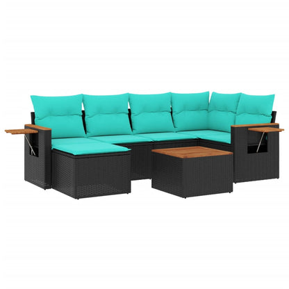 7-Delige Loungeset Met Kussens Poly Rattan