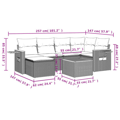 7-Delige Loungeset Met Kussens Poly Rattan