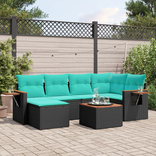 7-Delige Loungeset Met Kussens Poly Rattan