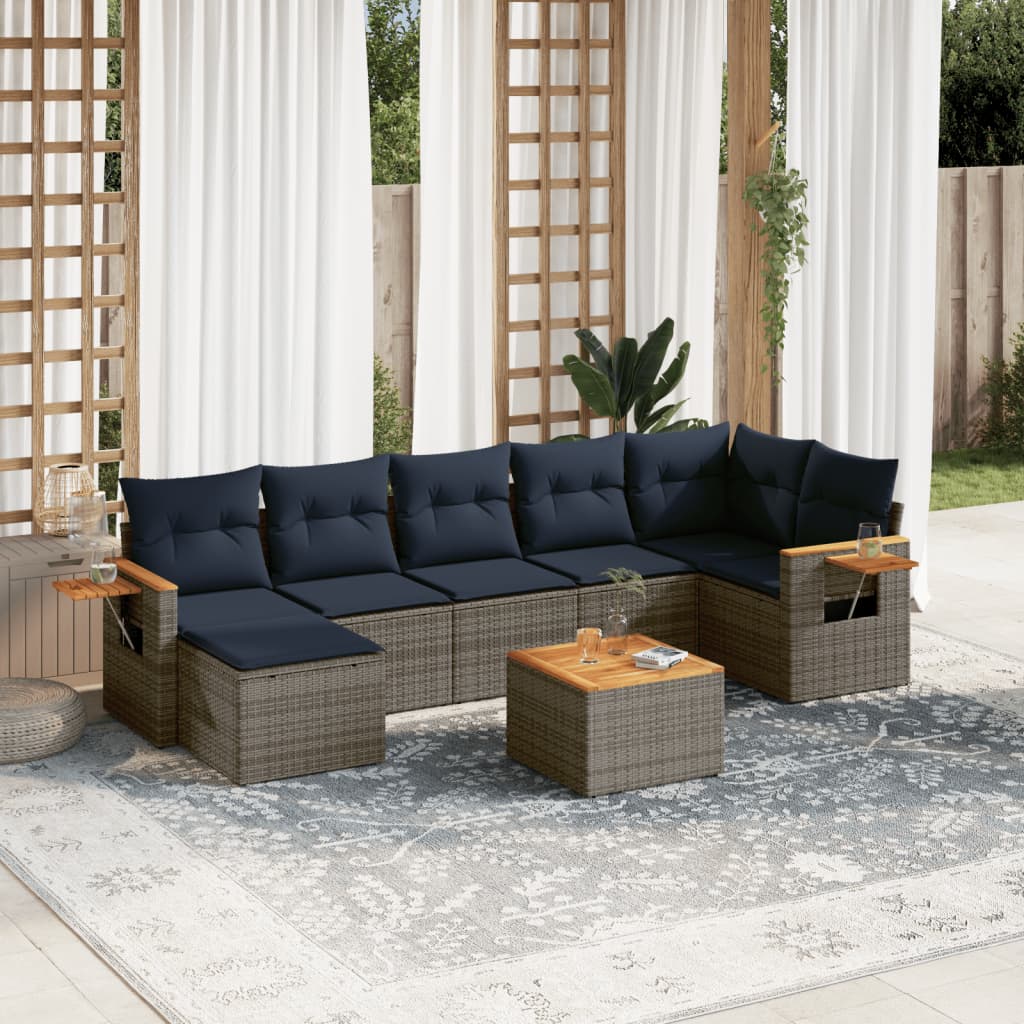 8-Delige Loungeset Met Kussens Poly Rattan