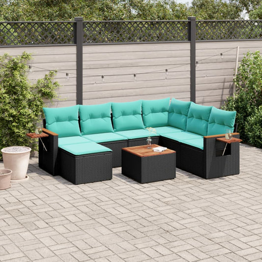 8-Delige Loungeset Met Kussens Poly Rattan