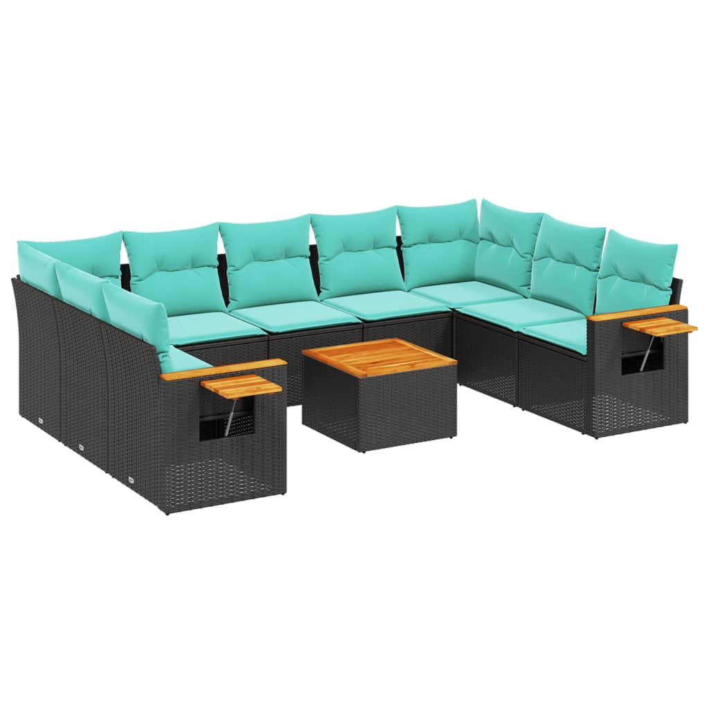 10-Delige Loungeset Met Kussens Poly Rattan