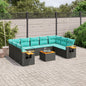 10-Delige Loungeset Met Kussens Poly Rattan