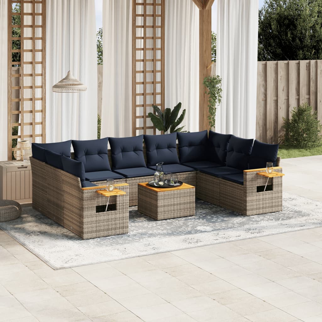 10-Delige Loungeset Met Kussens Poly Rattan