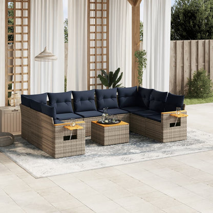 10-Delige Loungeset Met Kussens Poly Rattan