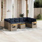 10-Delige Loungeset Met Kussens Poly Rattan