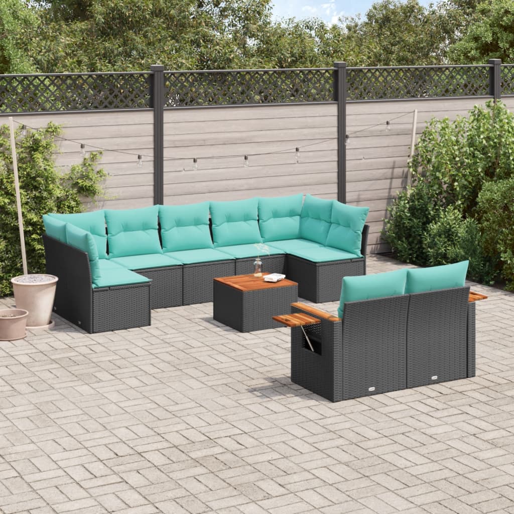 10-Delige Loungeset Met Kussens Poly Rattan