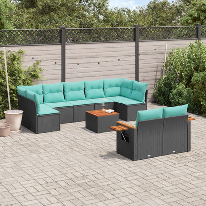 10-Delige Loungeset Met Kussens Poly Rattan