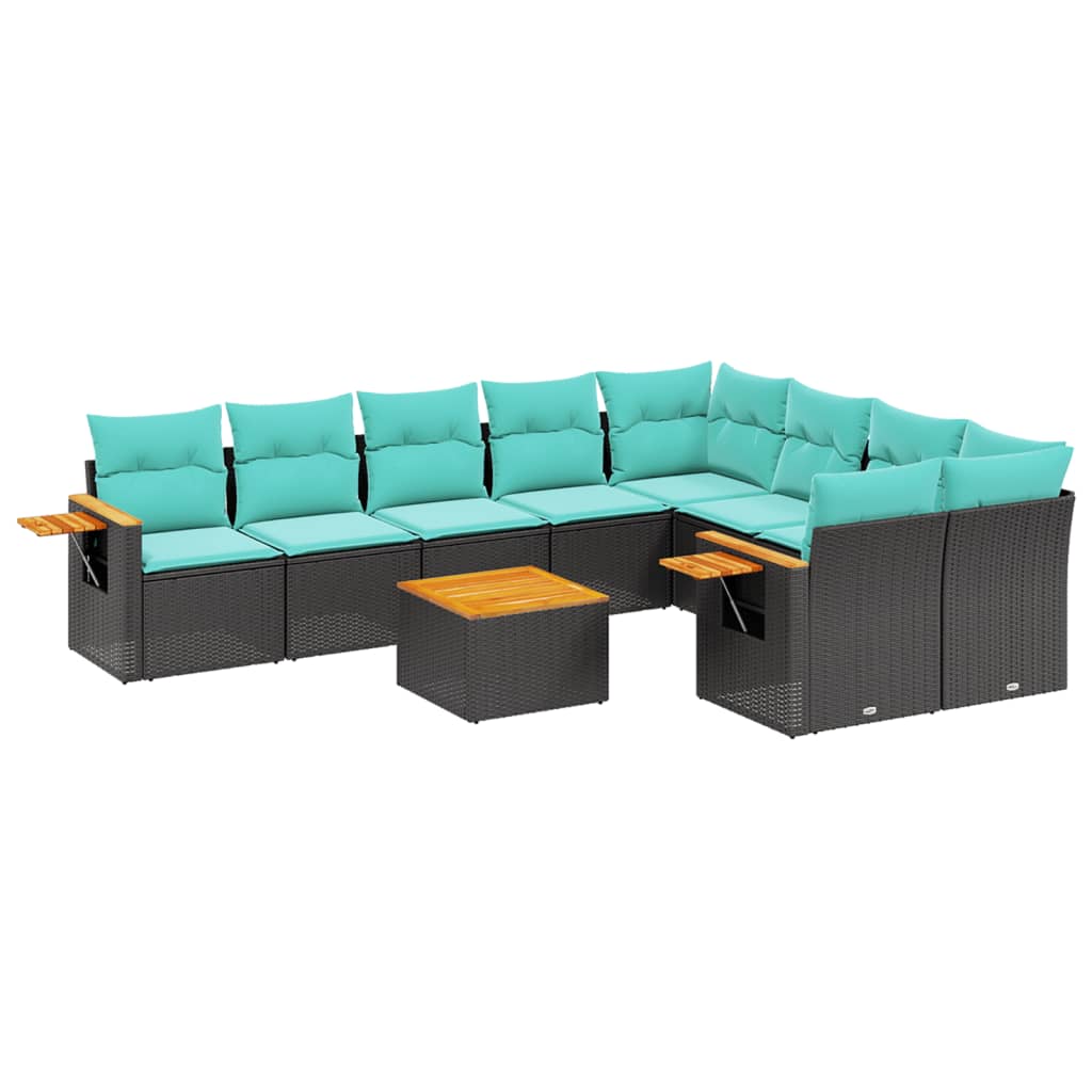 10-Delige Loungeset Met Kussens Poly Rattan