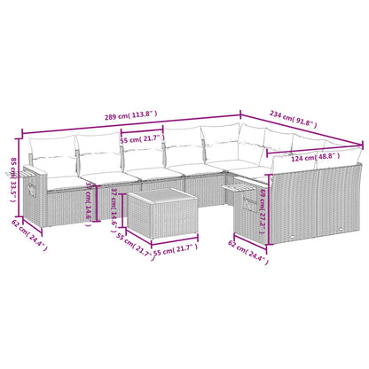 10-Delige Loungeset Met Kussens Poly Rattan