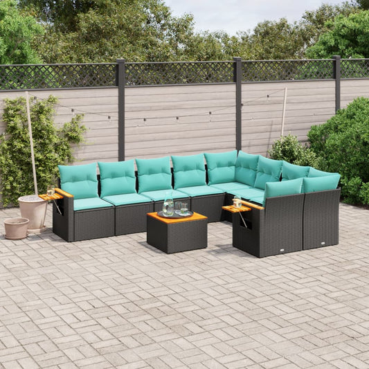 10-Delige Loungeset Met Kussens Poly Rattan