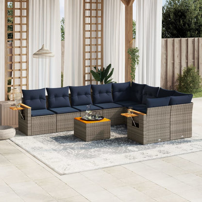 10-Delige Loungeset Met Kussens Poly Rattan