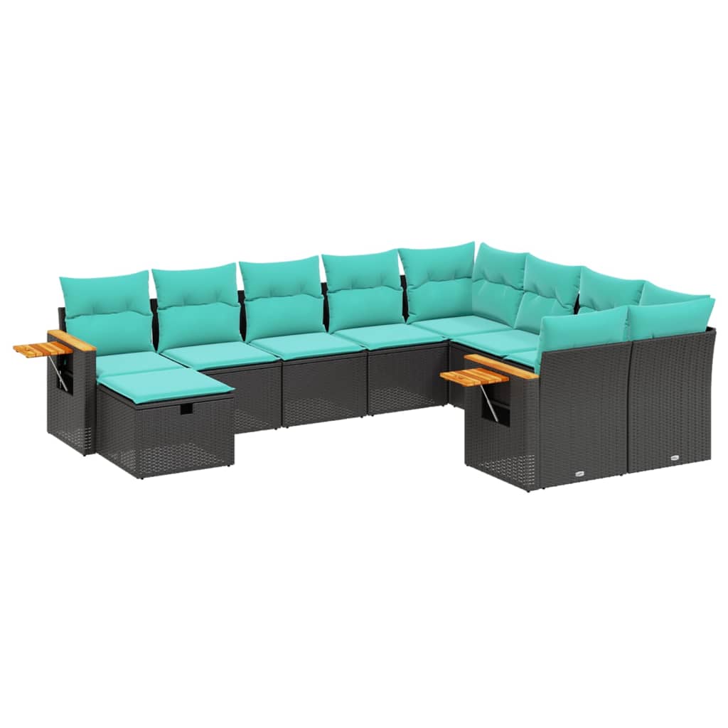 10-Delige Loungeset Met Kussens Poly Rattan