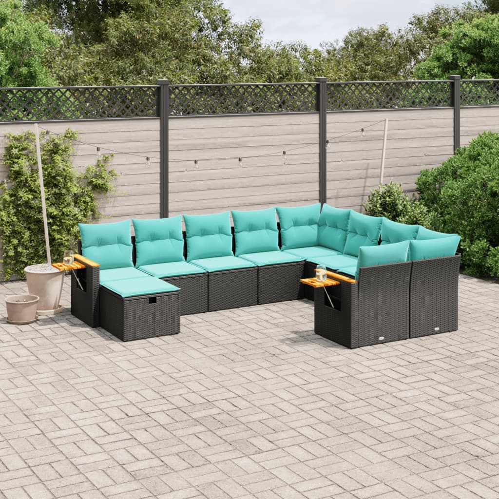 10-Delige Loungeset Met Kussens Poly Rattan