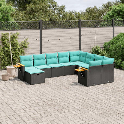 10-Delige Loungeset Met Kussens Poly Rattan