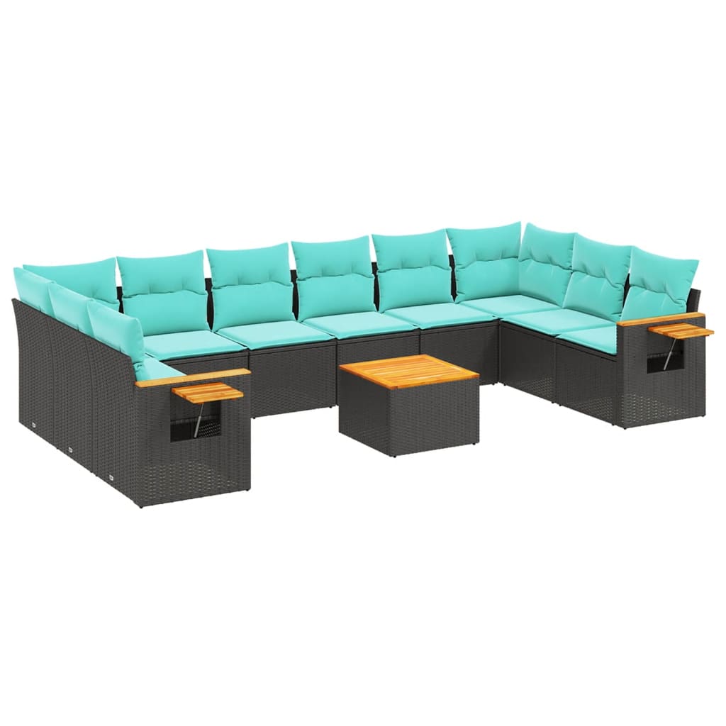 1 Loungeset Met Kussens Poly Rattan