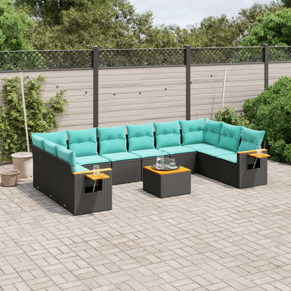 1 Loungeset Met Kussens Poly Rattan