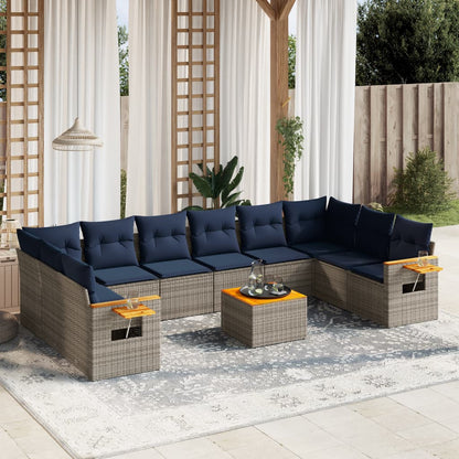 1 Loungeset Met Kussens Poly Rattan