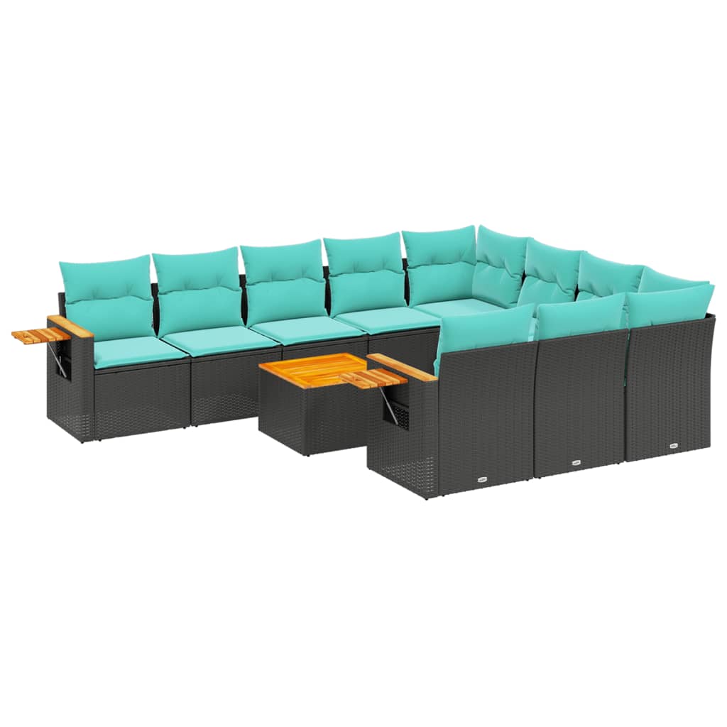 1 Loungeset Met Kussens Poly Rattan