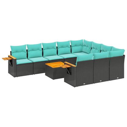 1 Loungeset Met Kussens Poly Rattan