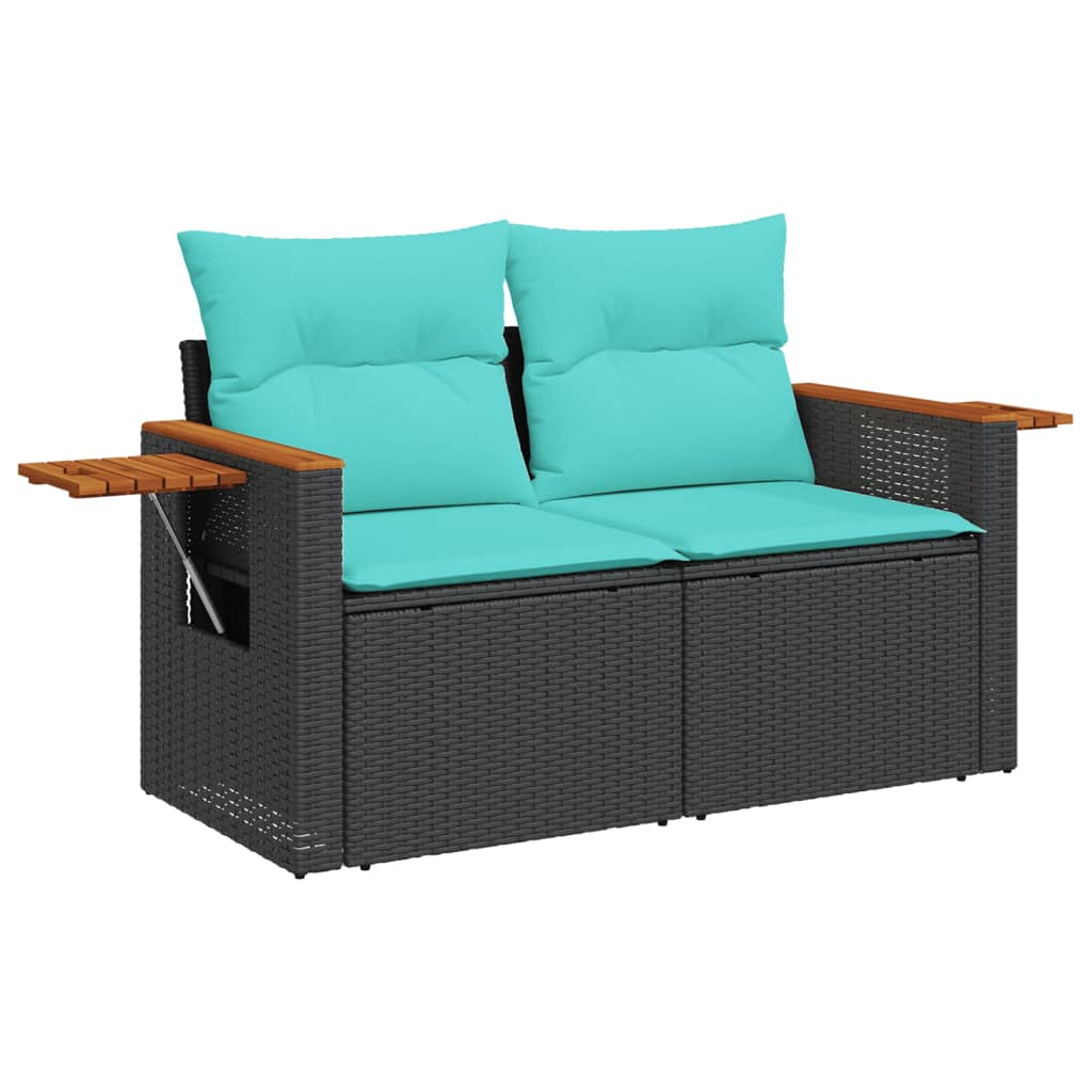 1 Loungeset Met Kussens Poly Rattan