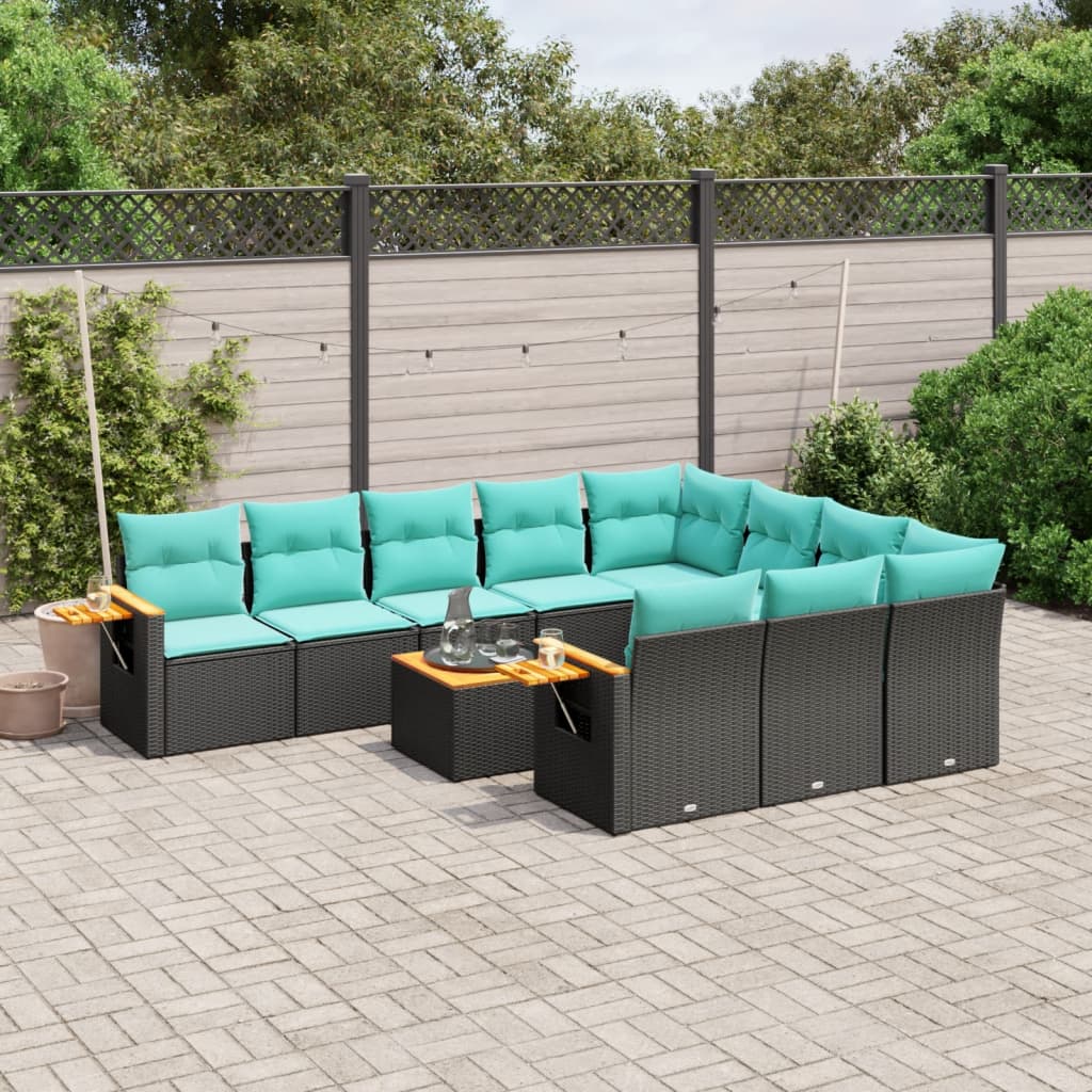 1 Loungeset Met Kussens Poly Rattan
