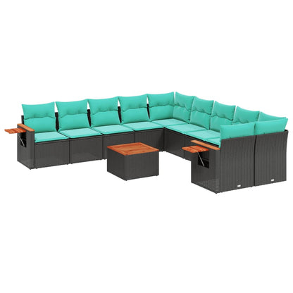 1 Loungeset Met Kussens Poly Rattan