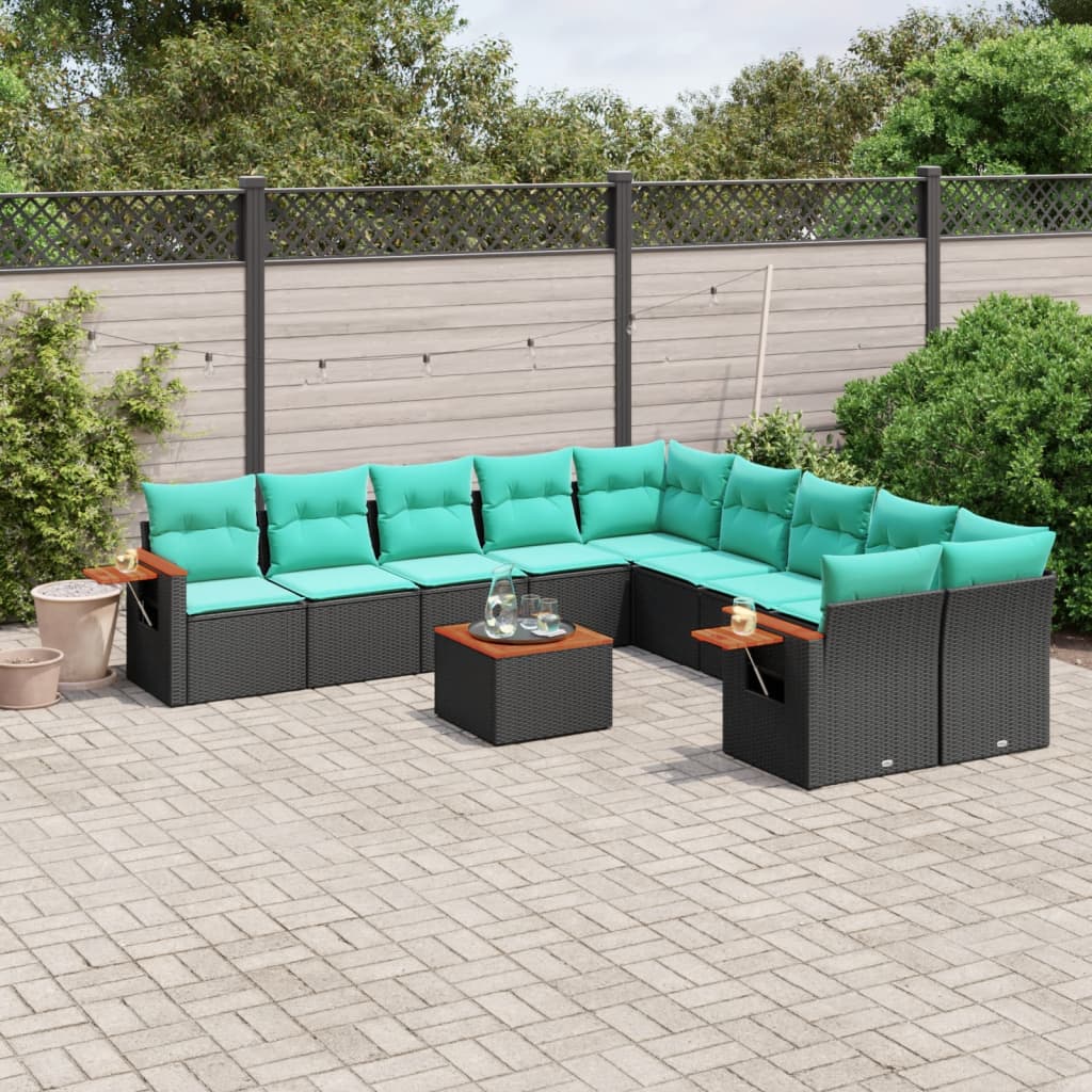 1 Loungeset Met Kussens Poly Rattan