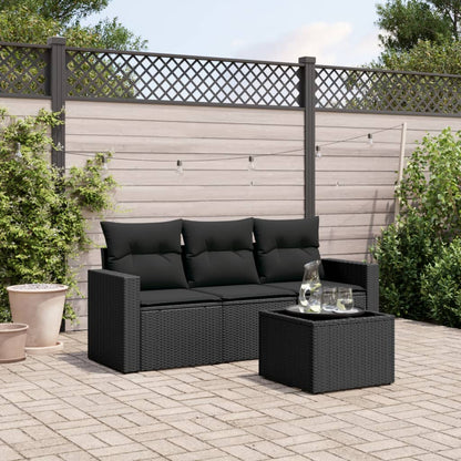 4-Delige Loungeset Met Kussens Poly Rattan