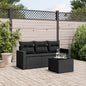 4-Delige Loungeset Met Kussens Poly Rattan