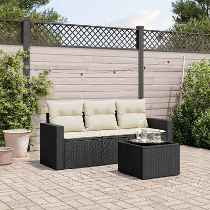 4-Delige Loungeset Met Kussens Poly Rattan