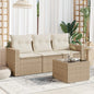 4-Delige Loungeset Met Kussens Poly Rattan