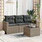 4-Delige Loungeset Met Kussens Poly Rattan