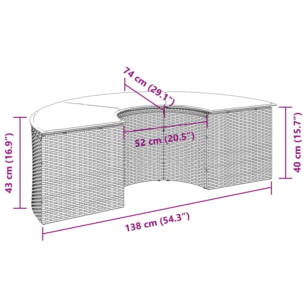 Voetensteun Met Kussen Poly Rattan