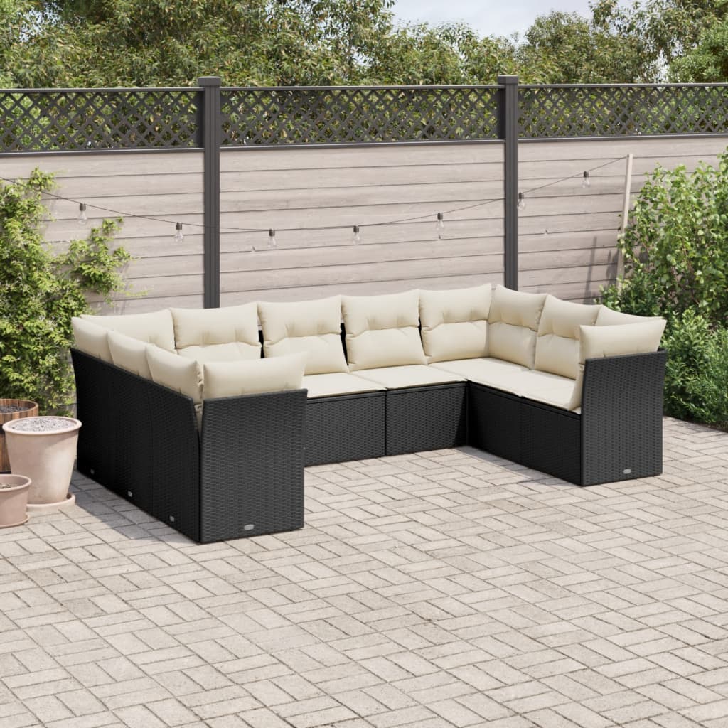 9-Delige Loungeset Met Kussens Poly Rattan