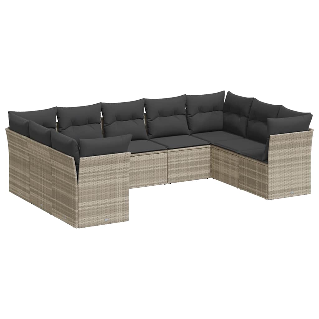 9-Delige Loungeset Met Kussens Poly Rattan